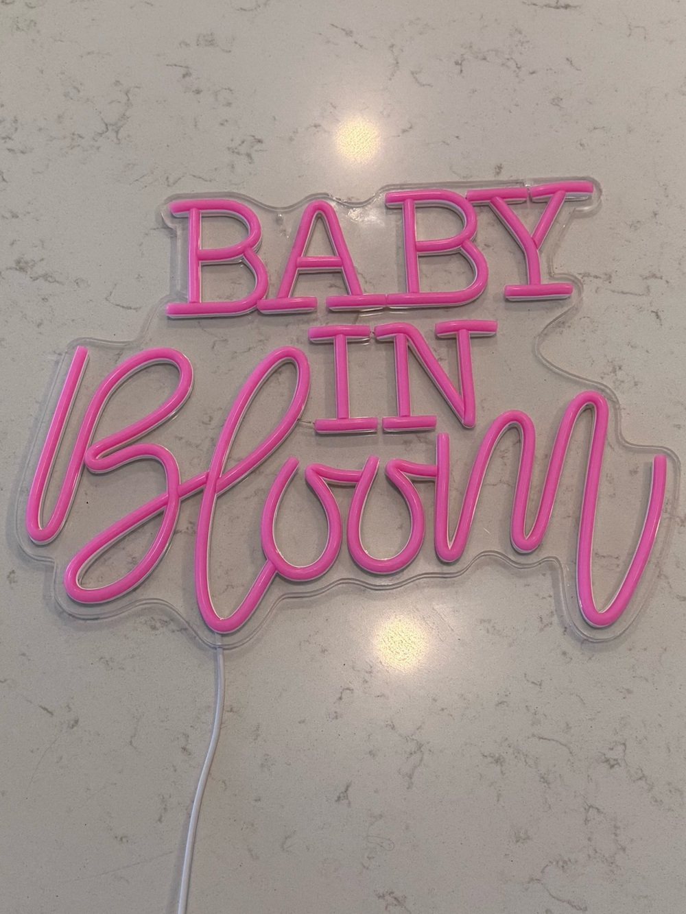 Pink "Baby in Bloom" Neon Sign